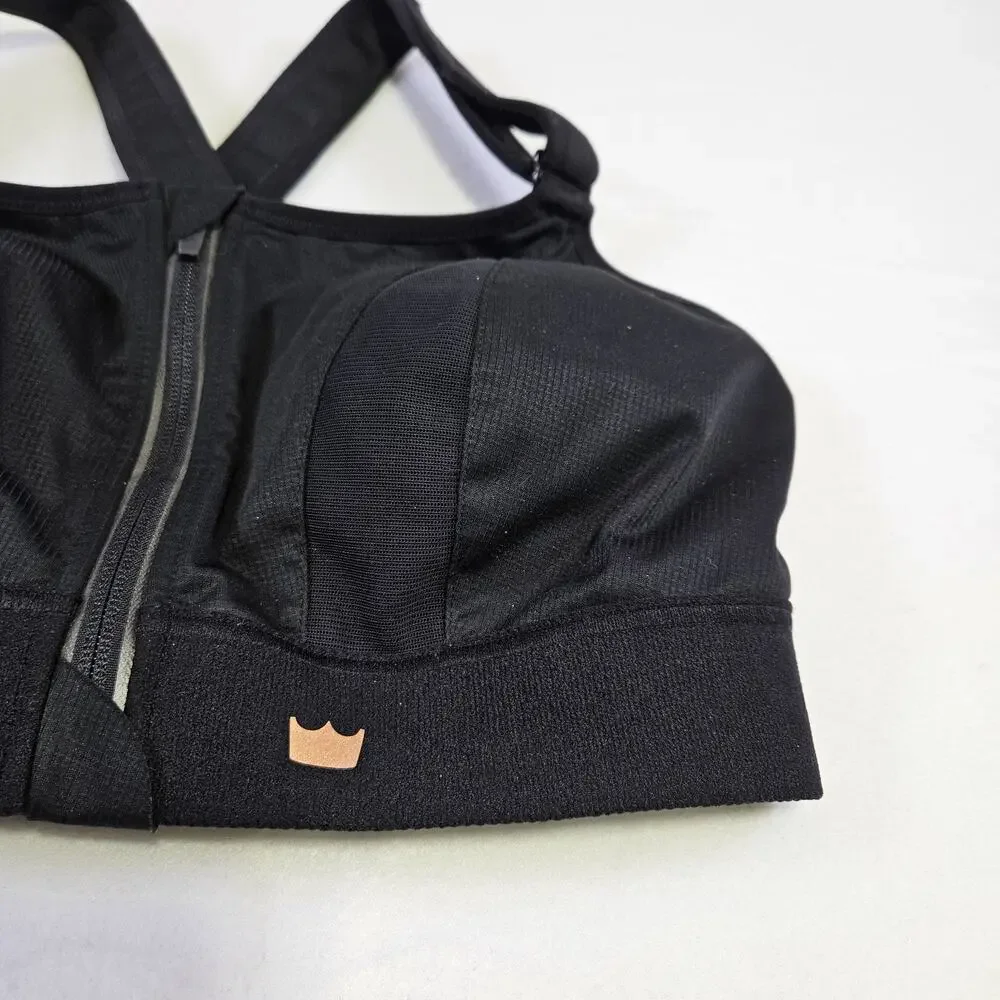 SHEFIT Ultimate Sports Bra Size 2Luxe XL High Impact Black 110002 Equestrian Zip
